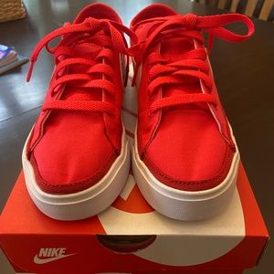NEW!  Nike court legacy canvas shoes size 6.5 womens in Siren red and white.
